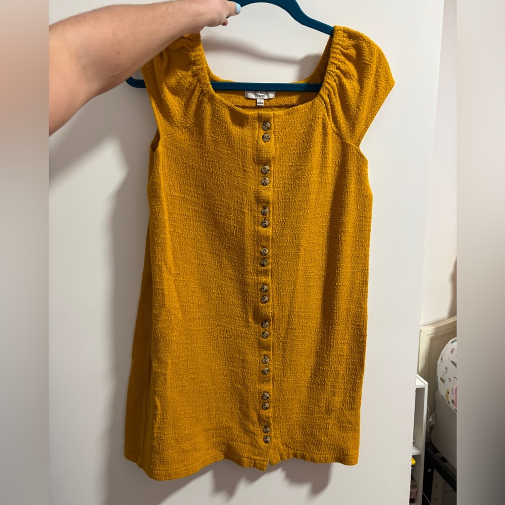 Madewell Yellow Flutter Sleeve Button dress